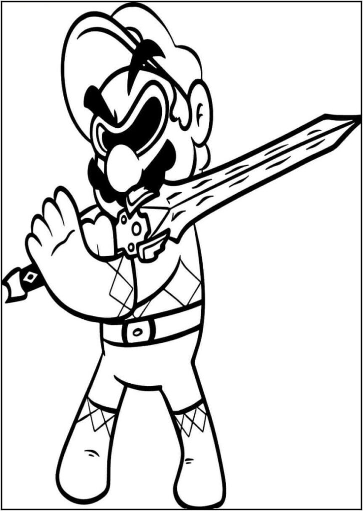 Coloriage Mario L’épée
