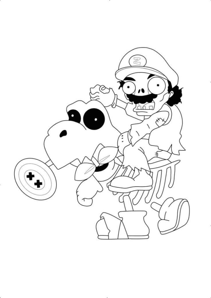 Coloriage Mario Zombie Gratuit