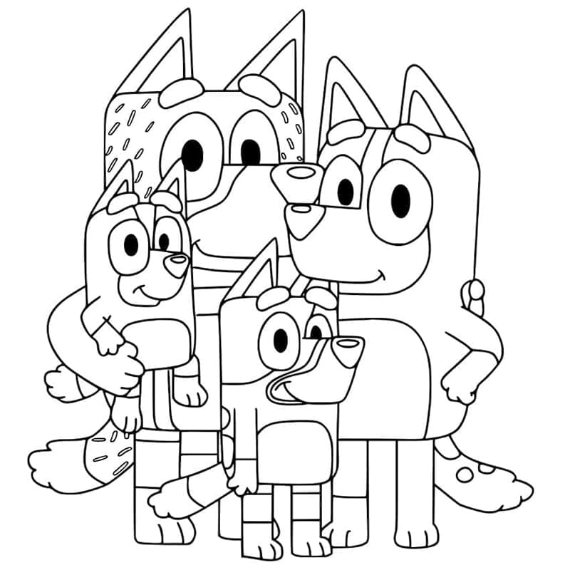 Famille Bluey Coloriage