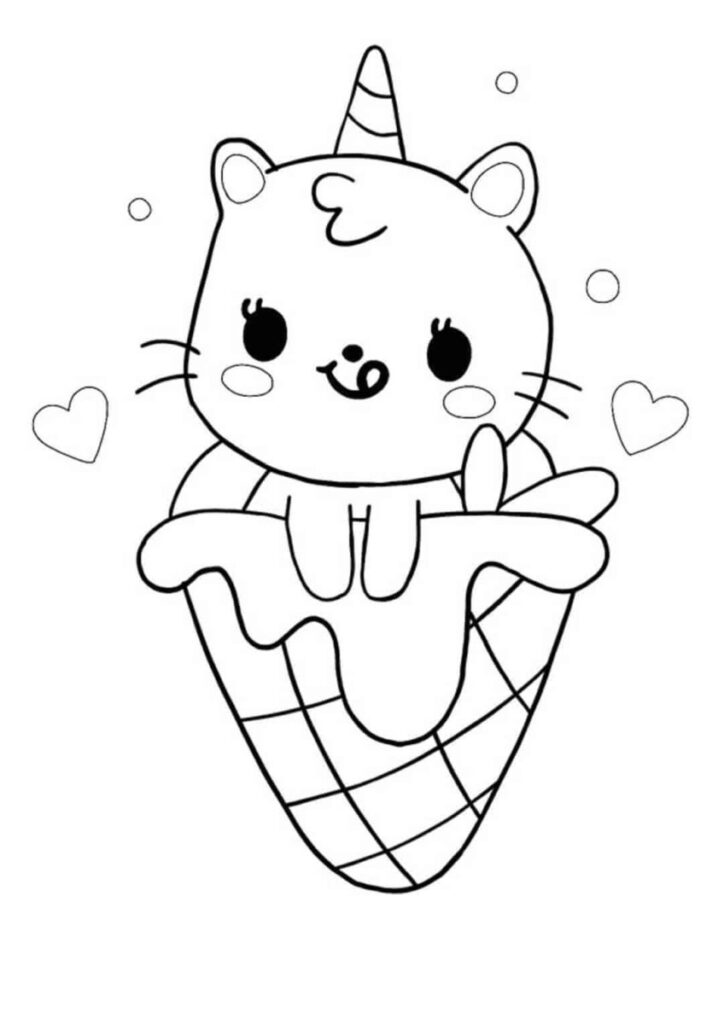 Coloriage Adorable Chat Licorne Page