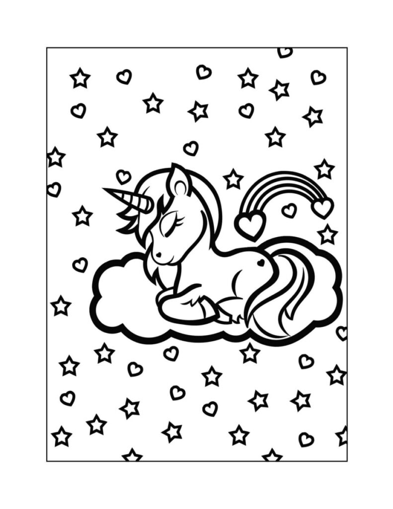 Coloriage adorable licorne page